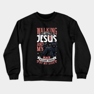 Jesus and dog - Black Russian Terrier Crewneck Sweatshirt